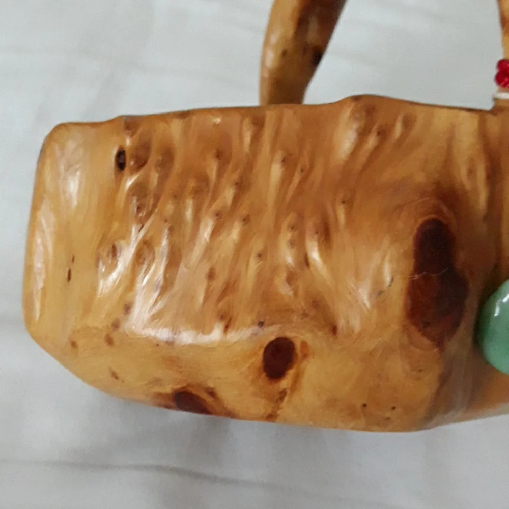 Hand Carved Fir Tree Wood Basket